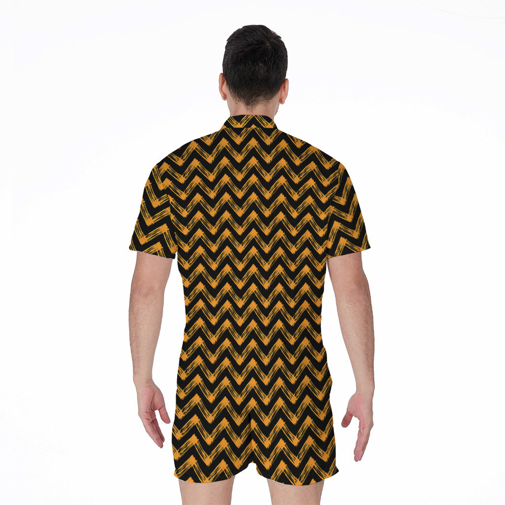 Halloween Chevron Pattern Print Men's Rompers