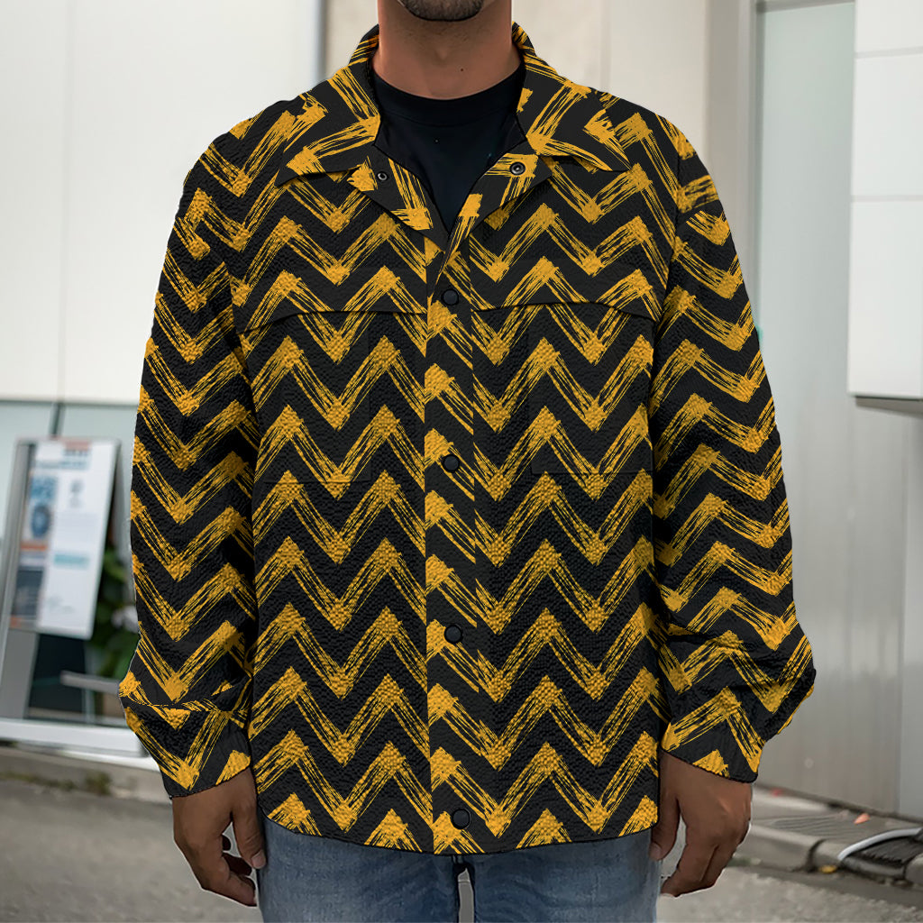 Halloween Chevron Pattern Print Men's Shirt Jacket