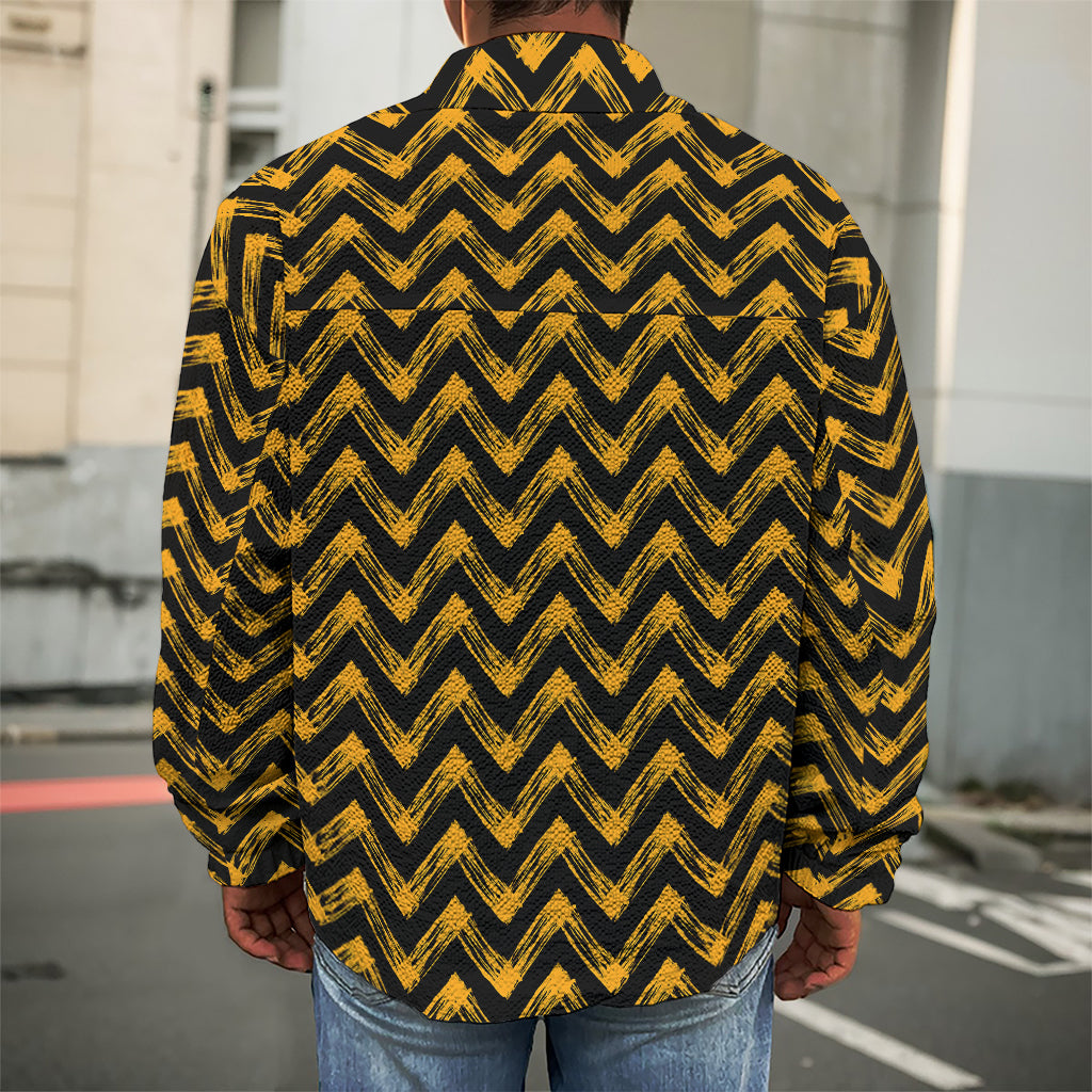 Halloween Chevron Pattern Print Men's Shirt Jacket