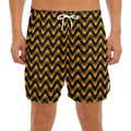Halloween Chevron Pattern Print Men's Split Running Shorts