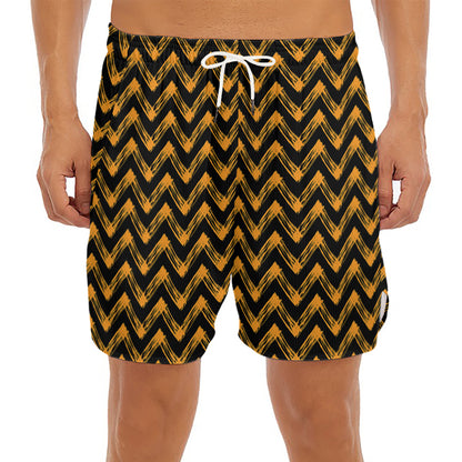 Halloween Chevron Pattern Print Men's Split Running Shorts