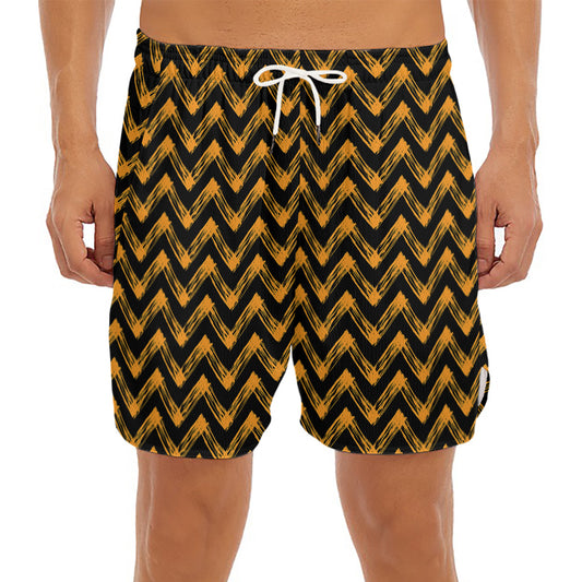 Halloween Chevron Pattern Print Men's Split Running Shorts