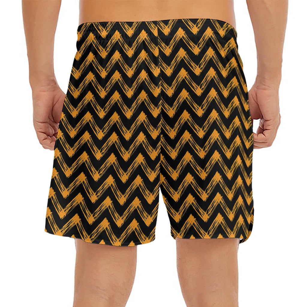 Halloween Chevron Pattern Print Men's Split Running Shorts