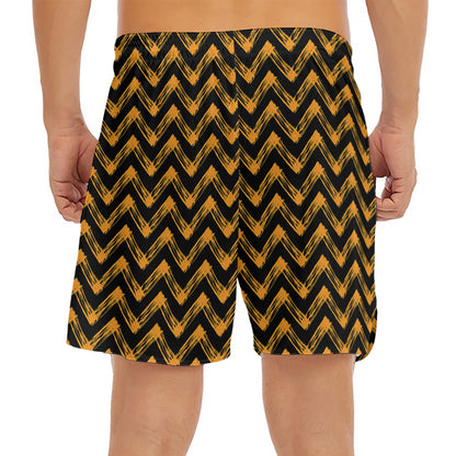 Halloween Chevron Pattern Print Men's Split Running Shorts