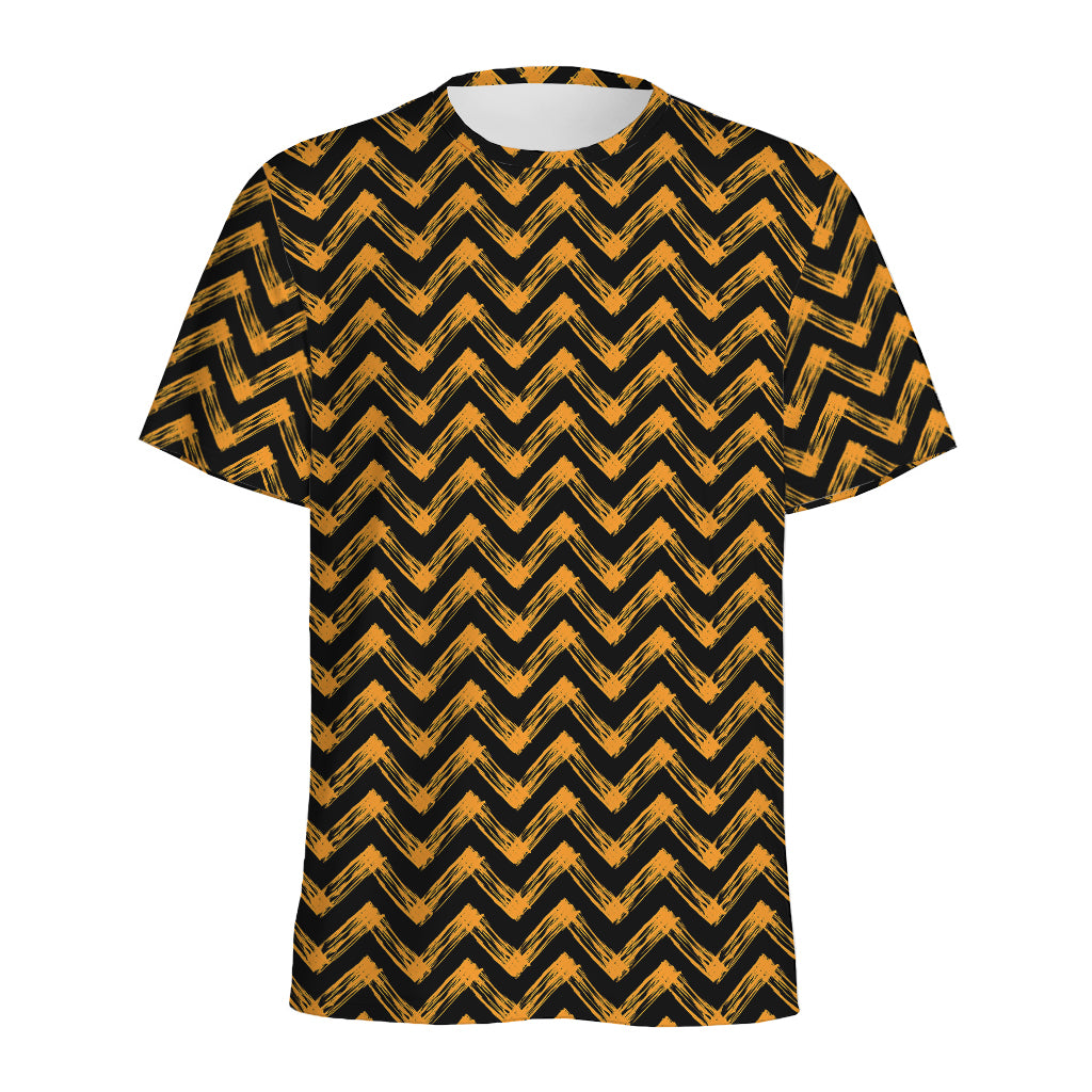 Halloween Chevron Pattern Print Men's Sports T-Shirt