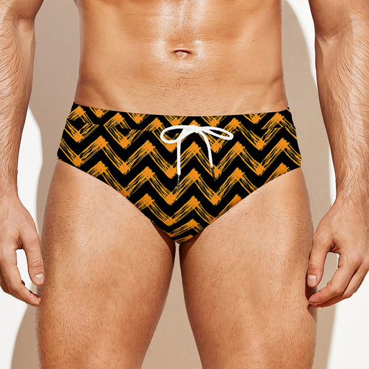 Halloween Chevron Pattern Print Men's Swim Briefs