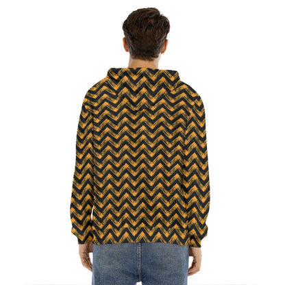 Halloween Chevron Pattern Print Men's Velvet Pullover Hoodie