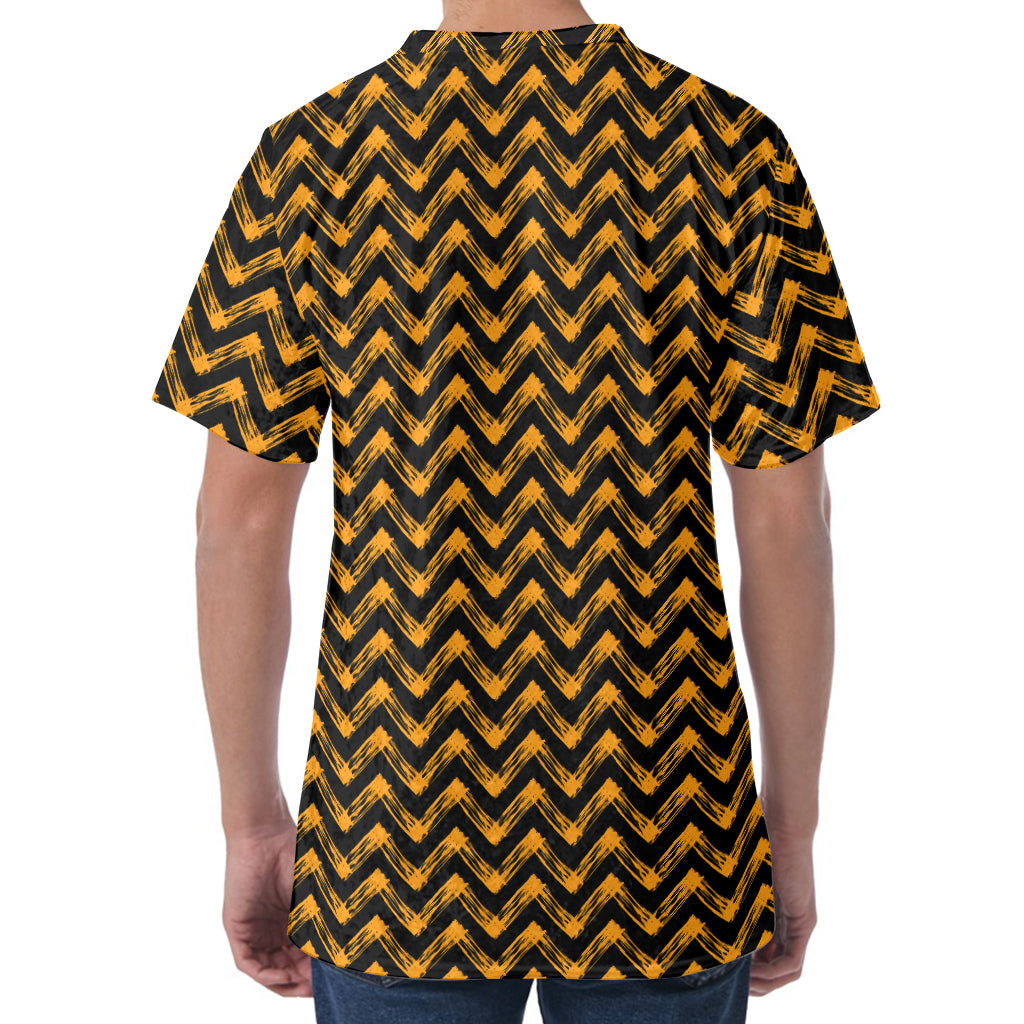 Halloween Chevron Pattern Print Men's Velvet T-Shirt
