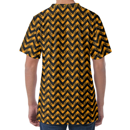Halloween Chevron Pattern Print Men's Velvet T-Shirt