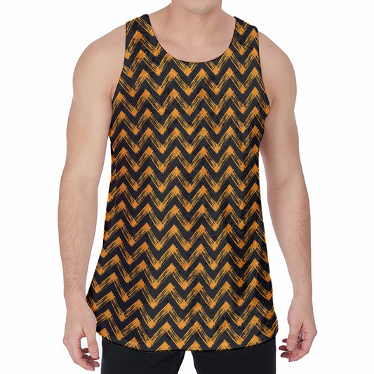 Halloween Chevron Pattern Print Men's Velvet Tank Top