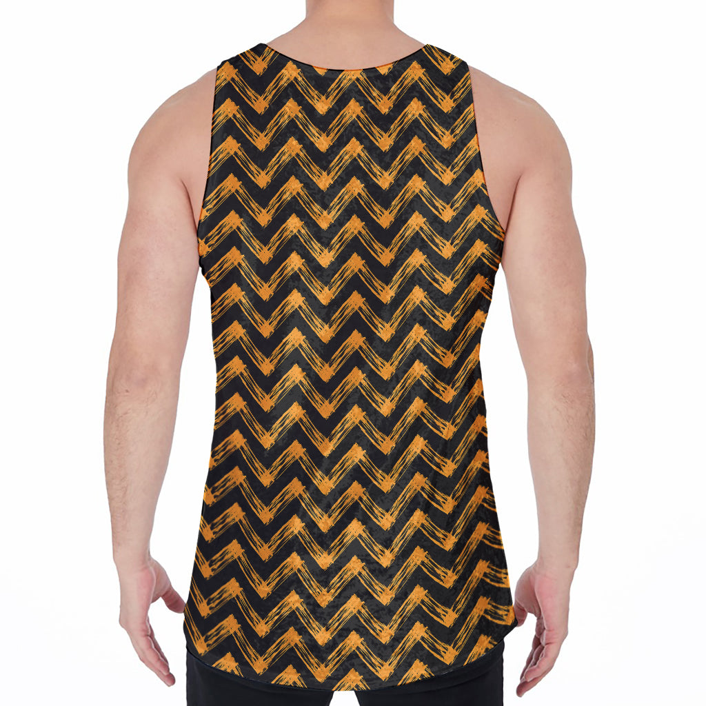 Halloween Chevron Pattern Print Men's Velvet Tank Top