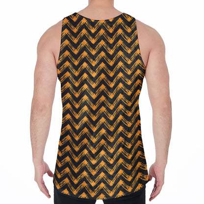 Halloween Chevron Pattern Print Men's Velvet Tank Top