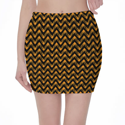 Halloween Chevron Pattern Print Pencil Mini Skirt