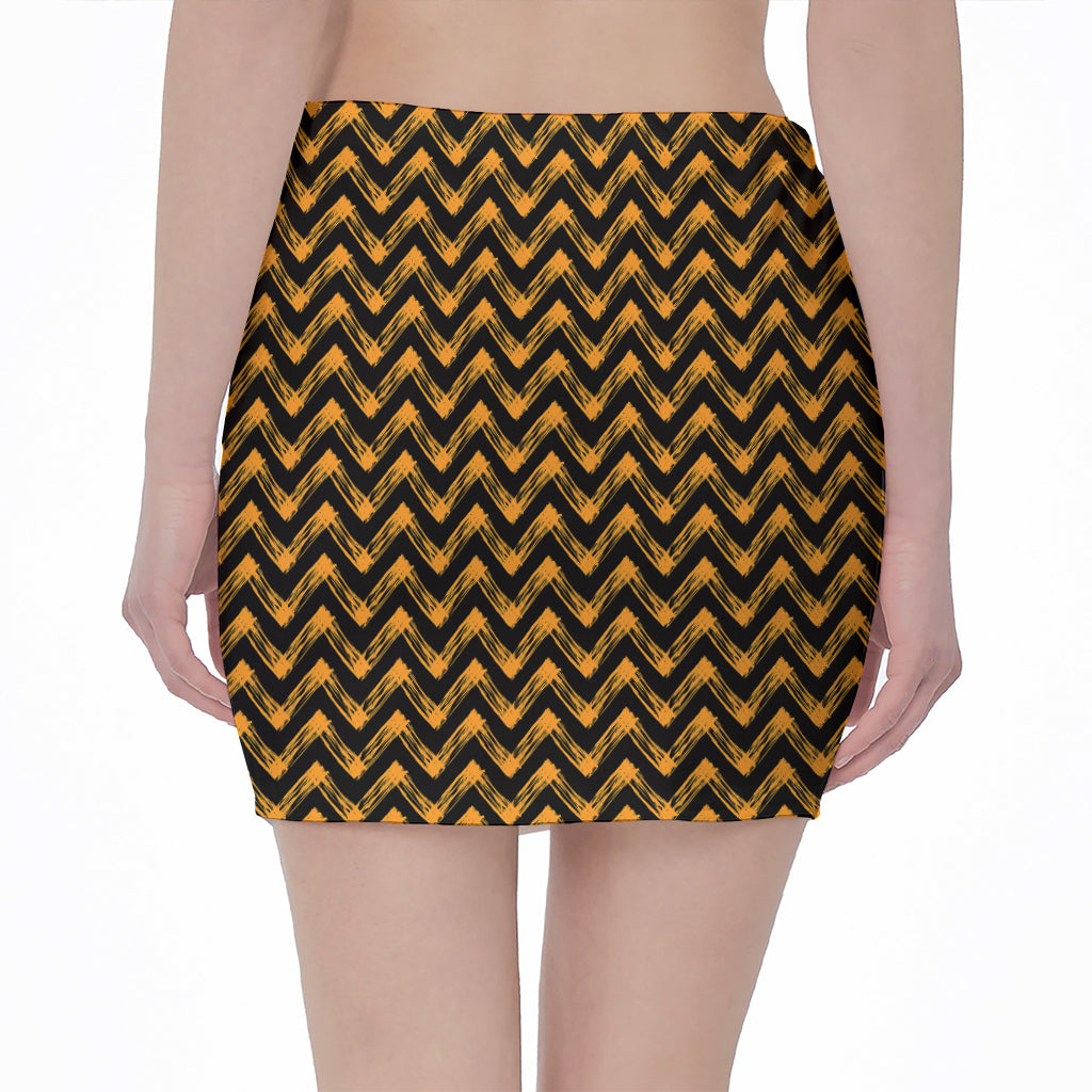 Halloween Chevron Pattern Print Pencil Mini Skirt