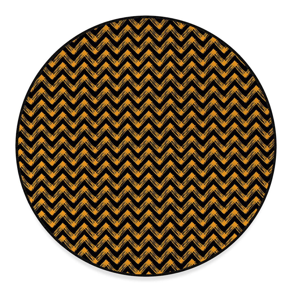 Halloween Chevron Pattern Print Round Floor Mat