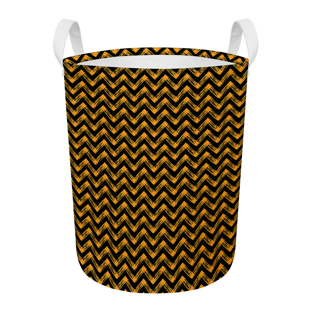 Halloween Chevron Pattern Print Round Laundry Basket