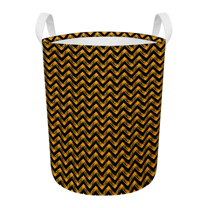 Halloween Chevron Pattern Print Round Laundry Basket