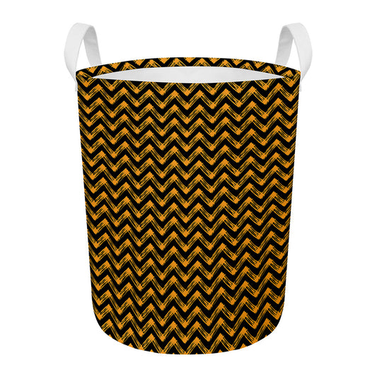 Halloween Chevron Pattern Print Round Laundry Basket