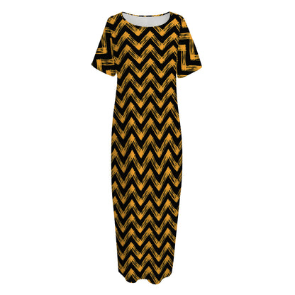 Halloween Chevron Pattern Print Short Sleeve Long Nightdress