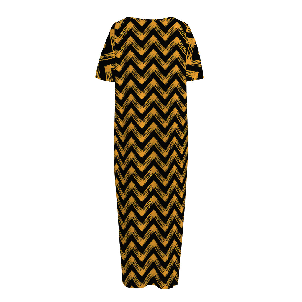 Halloween Chevron Pattern Print Short Sleeve Long Nightdress