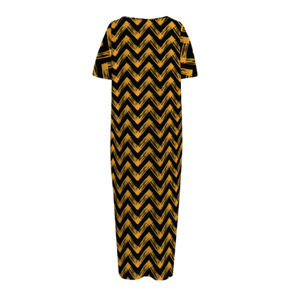Halloween Chevron Pattern Print Short Sleeve Long Nightdress