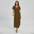 Halloween Chevron Pattern Print Short Sleeve Maxi Dress