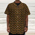 Halloween Chevron Pattern Print Textured Short Sleeve Shirt