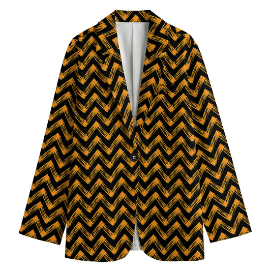 Halloween Chevron Pattern Print Women's Cotton Blazer