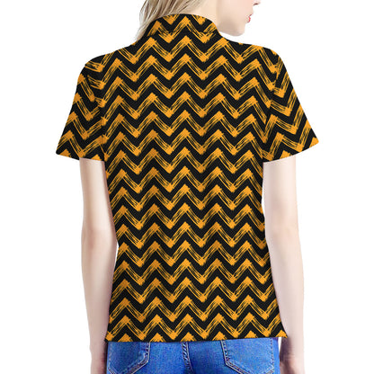 Halloween Chevron Pattern Print Women's Polo Shirt