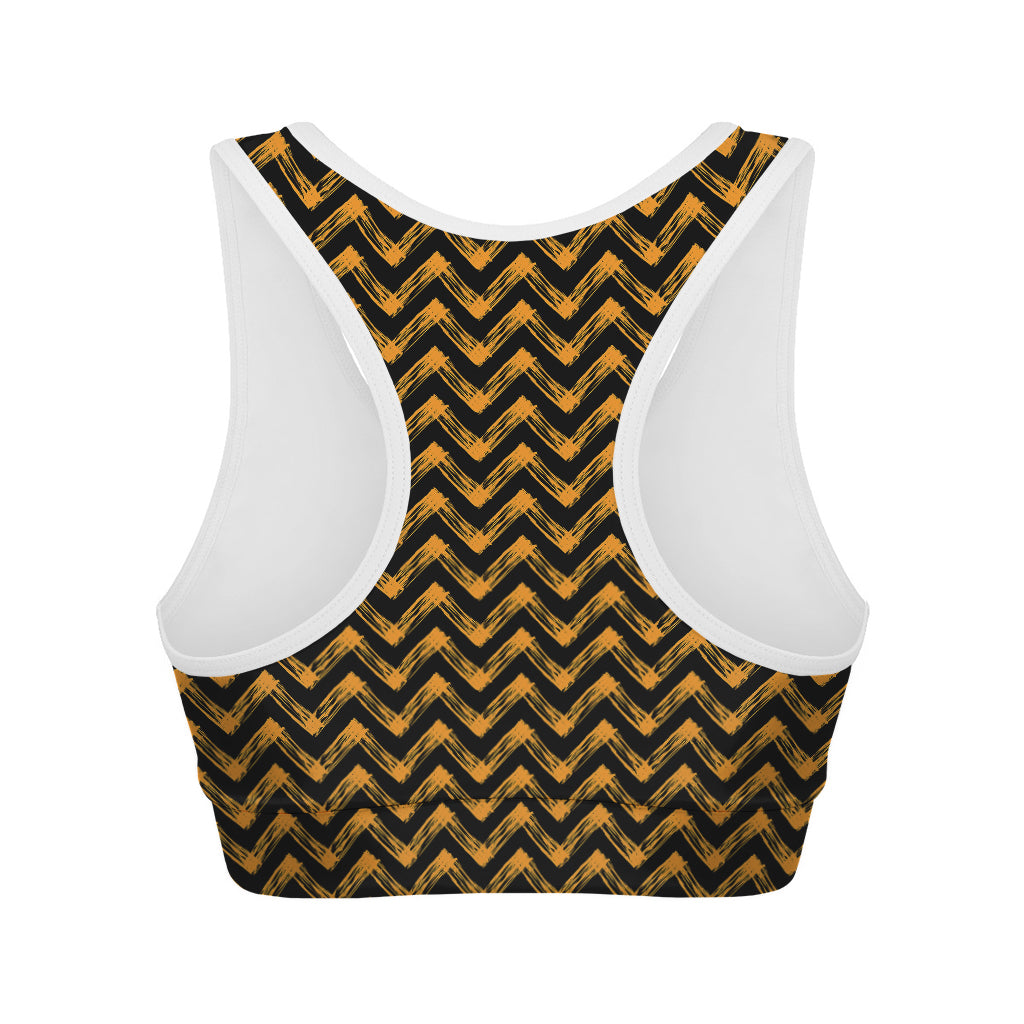 Halloween Chevron Pattern Print Women's Sports Bra