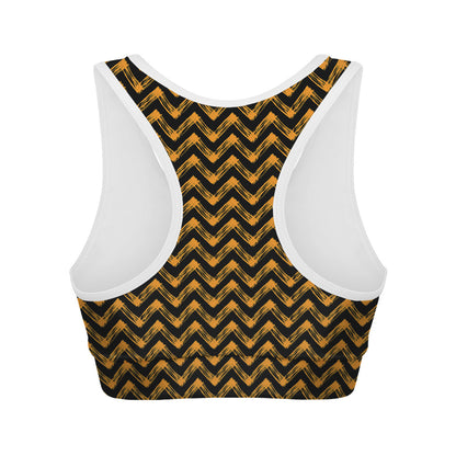 Halloween Chevron Pattern Print Women's Sports Bra