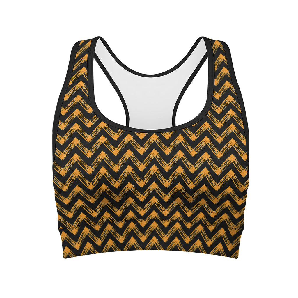 Halloween Chevron Pattern Print Women's Sports Bra