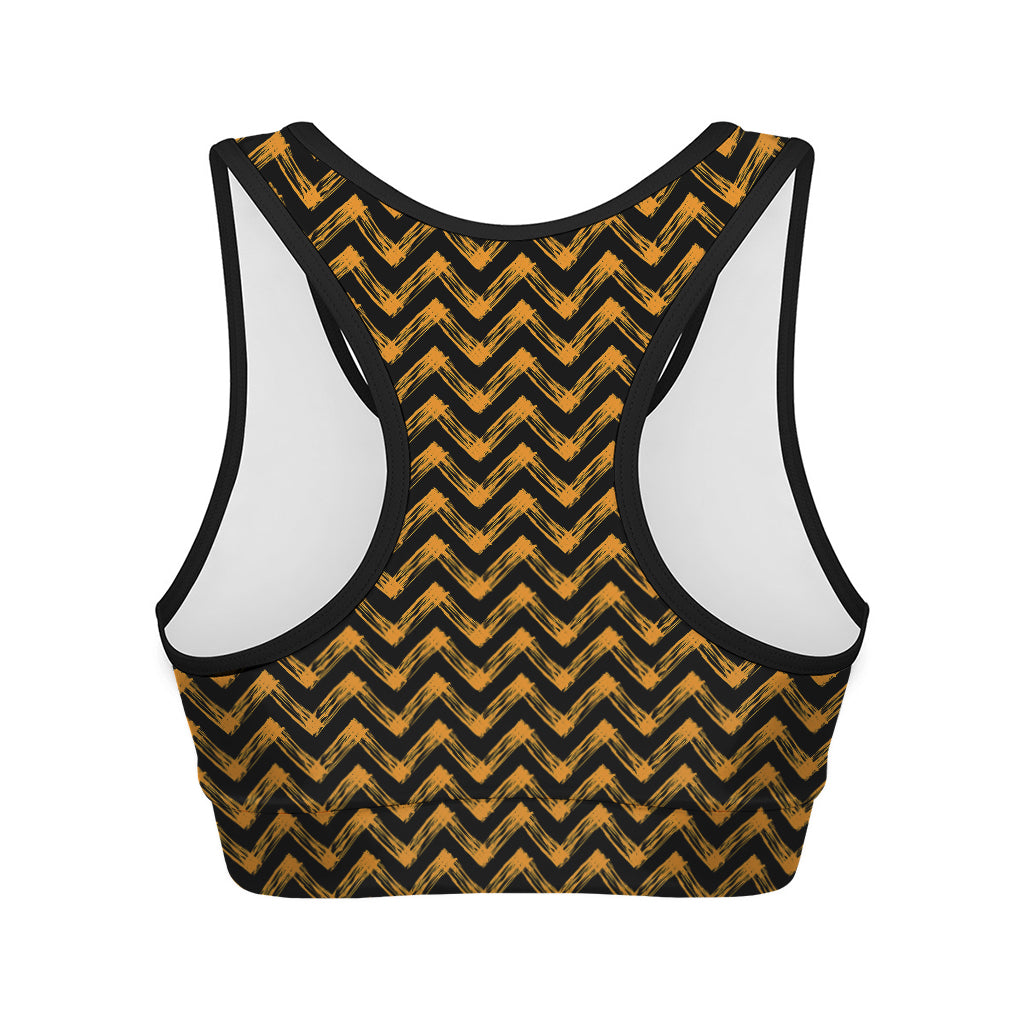Halloween Chevron Pattern Print Women's Sports Bra
