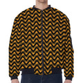 Halloween Chevron Pattern Print Zip Sleeve Bomber Jacket
