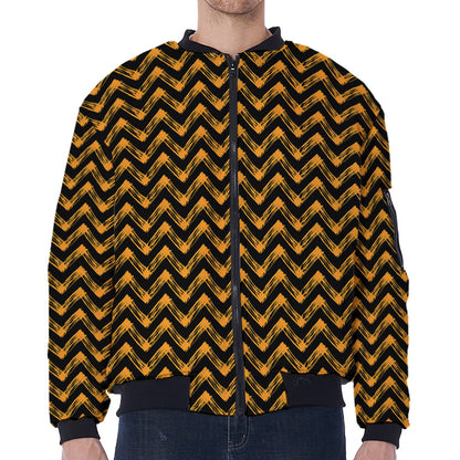 Halloween Chevron Pattern Print Zip Sleeve Bomber Jacket
