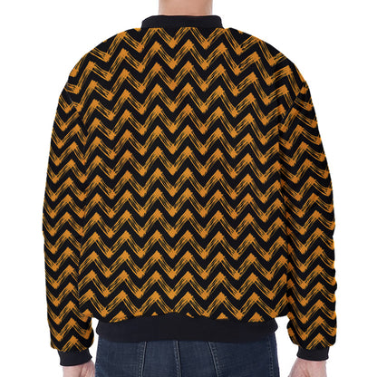 Halloween Chevron Pattern Print Zip Sleeve Bomber Jacket