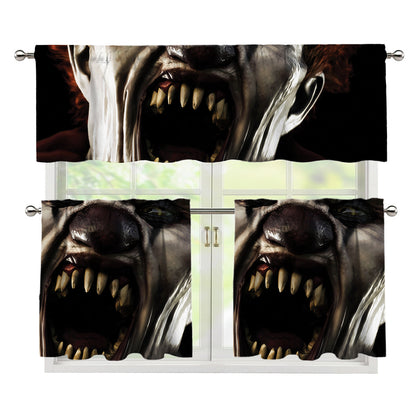 Halloween Clown Print 3 Piece Kitchen Curtains