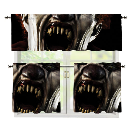 Halloween Clown Print 3 Piece Kitchen Curtains