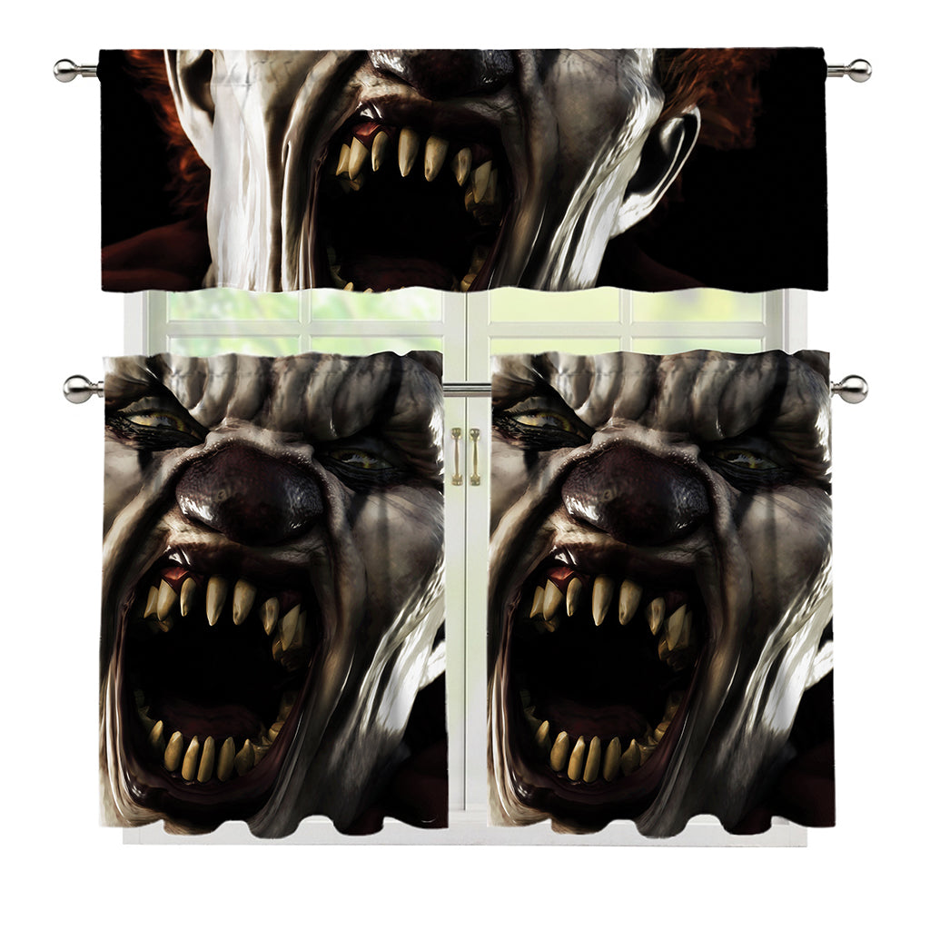 Halloween Clown Print 3 Piece Kitchen Curtains