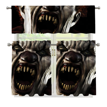 Halloween Clown Print 3 Piece Kitchen Curtains