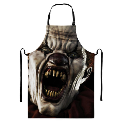 Halloween Clown Print Bib Apron With Pocket