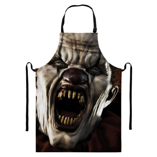 Halloween Clown Print Bib Apron With Pocket