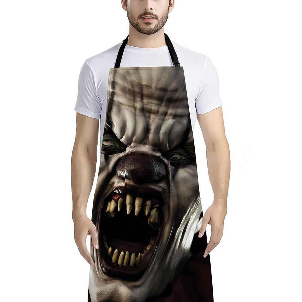 Halloween Clown Print Bib Apron With Pocket