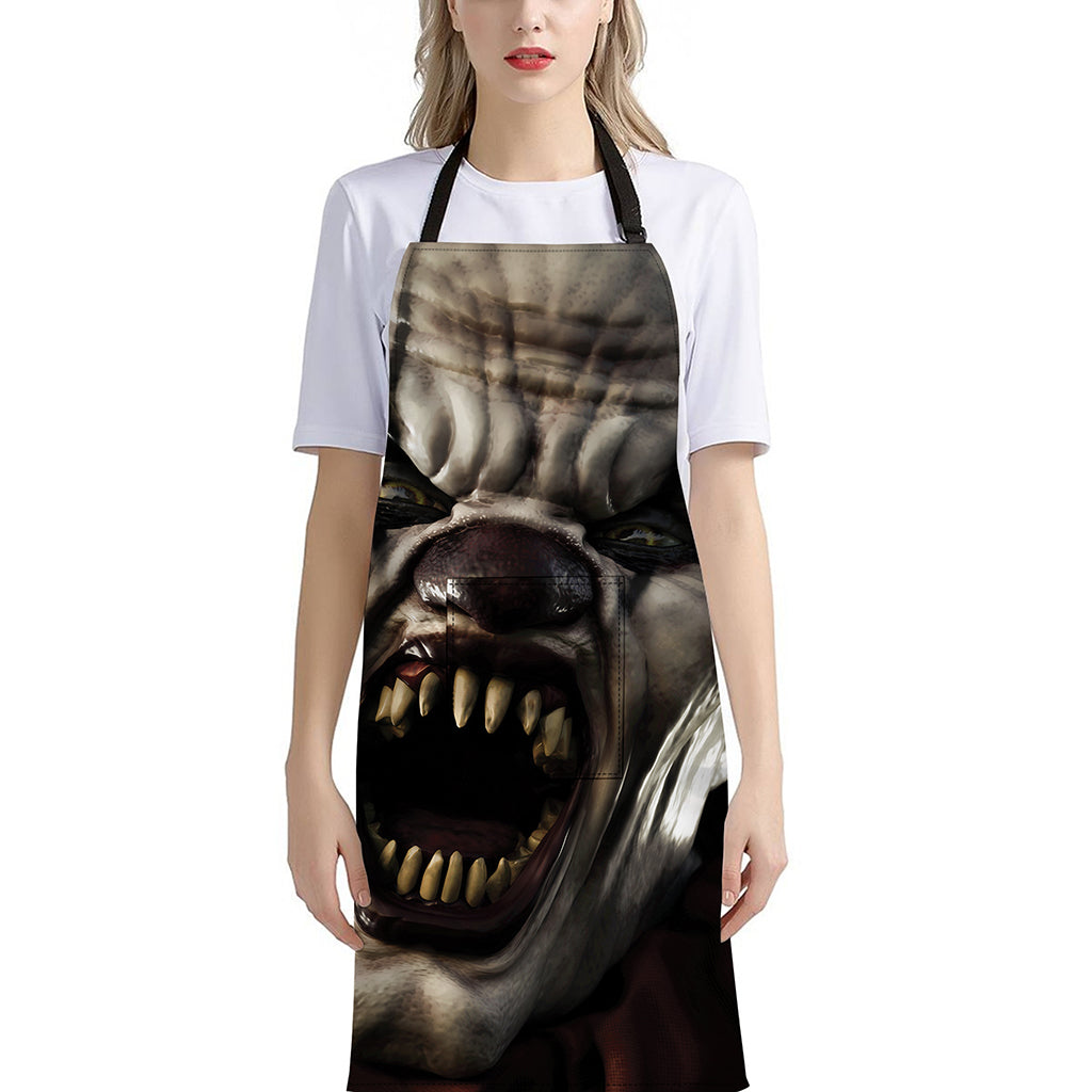 Halloween Clown Print Bib Apron With Pocket