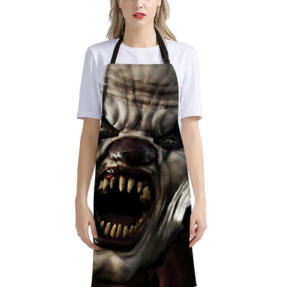 Halloween Clown Print Bib Apron With Pocket