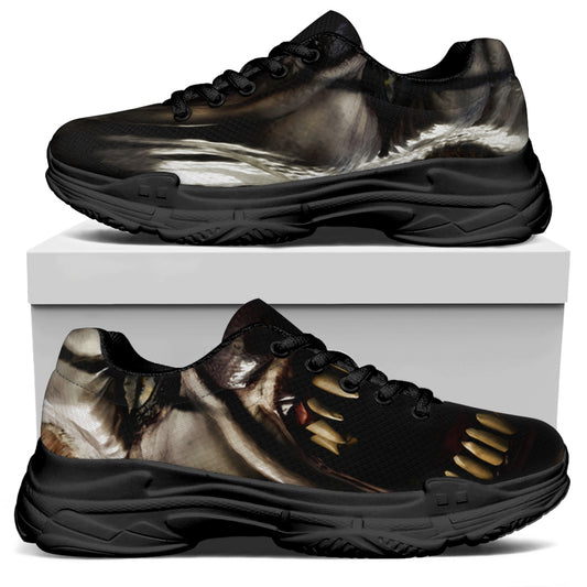 Halloween Clown Print Black Chunky Shoes