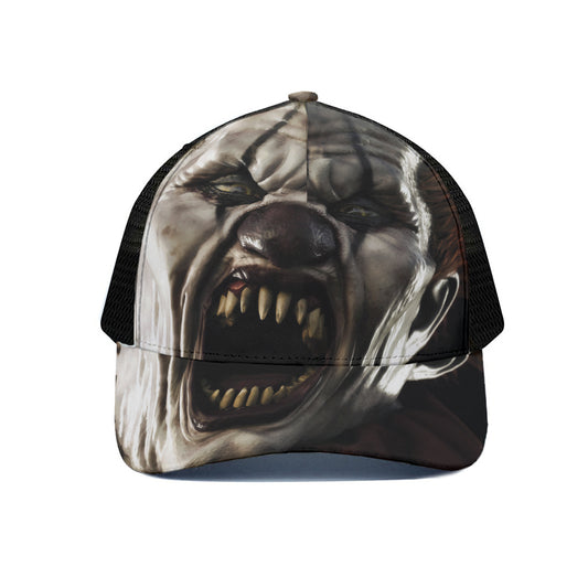 Halloween Clown Print Black Mesh Trucker Cap