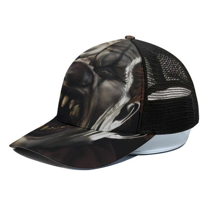 Halloween Clown Print Black Mesh Trucker Cap