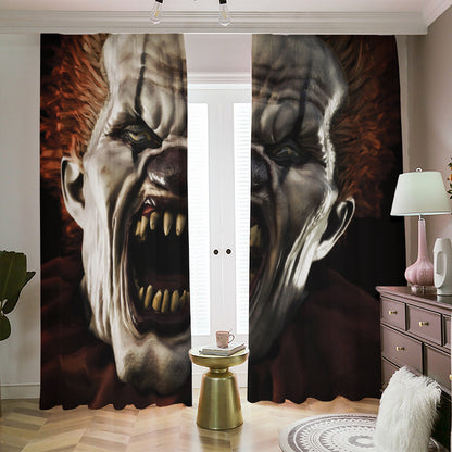 Halloween Clown Print Blackout Pencil Pleat Curtains
