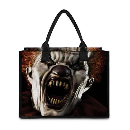 Halloween Clown Print Canvas Tote Bag